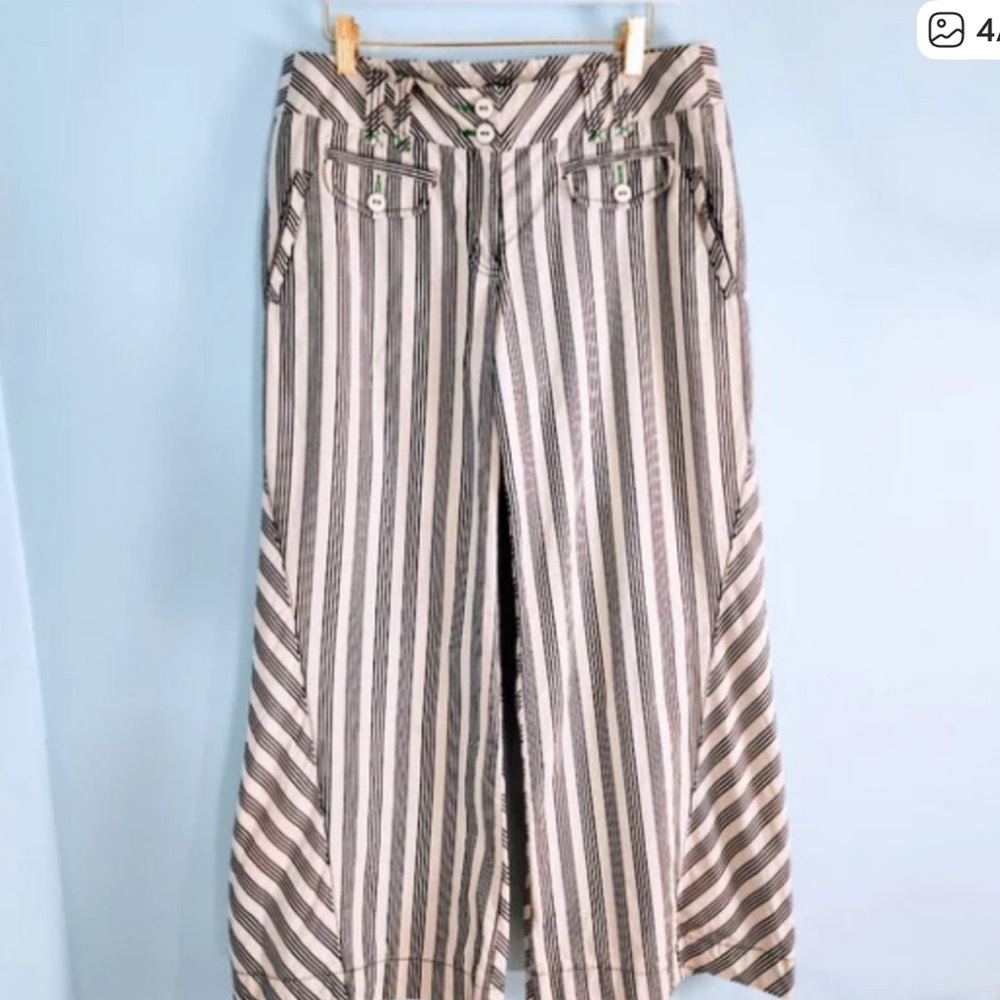 Anthropologie navy blue and White Striped Pants